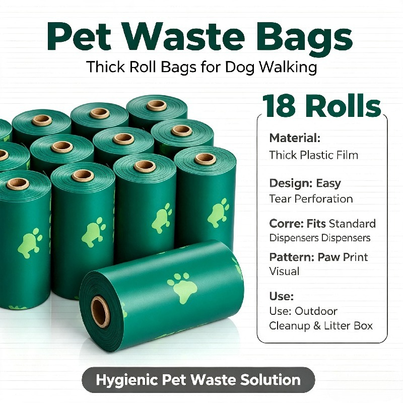Biodegradable Bin Liner - 18 рулонов пакетов для собачьих отходов,